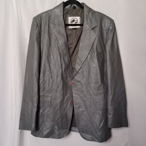 SADDLERY Men's Green Button Front Leather Jacket. Size 44T (XL)